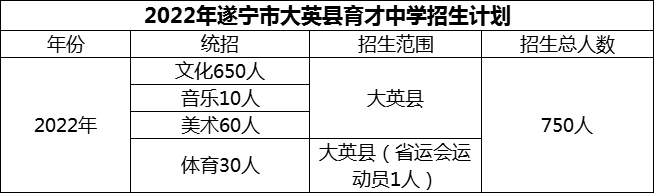 2024年遂寧市大英縣育才中學招生計劃是多少？