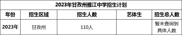 2024年甘孜州雅江中學(xué)招生計(jì)劃是多少？