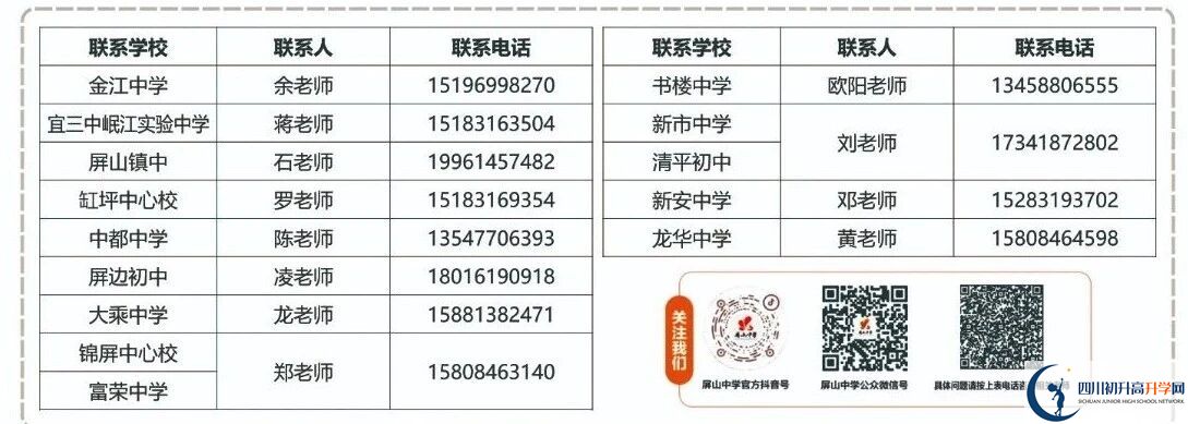 2026年宜賓市屏山中學招辦電話是多少？